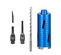 Diamond Core Drill Bit Set - 65mm x 150mm Turbo Laser-Welded Segments for Concrete, Brick, Block, Stone Masonry, Granite with SDS Adapter, Hex Shank Adapter, Centre Drill Bit