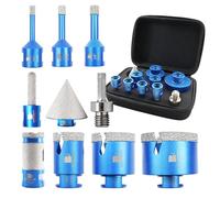 Diamond Core Drill Bit Set - BRSCHNITT 10pcs Tile Hole Saw Kit Diamond for Porcelain Tile Ceramic Marble Granite Drilling,Finger Chamfer Bit