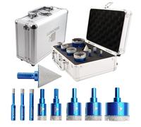 Diamond Core Drill Bit Set - BRSCHNITT Diamond Hole Saw Kit for Porcelain Tile Ceramic Marble Granite Drilling, 9pcs Diamond Drill Bits with Triangle Shank6/8/10/20/25/32/35/50mm bits&35mmchamfer bit