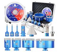 Diamond Core Drill Bit Set - BRSCHNITT Tile Hole Saw Kit 6/6/8/20/35/50/68/110MM & 20MM Finger Bit & 50MM Chamfer Bit M14 Thread for Porcelain Tile Ceramic Marble Granite & 125MM Diamond Blade