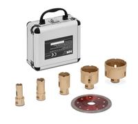 Diamond Core Drill Bit Set for Angle Grinders 20 / 25 / 35 / 55 / 68 mm Diamond Cutting Disc 115 mm - Concrete Drills by MSW Metallic silver