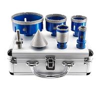 Diamond Core Drill Bit Set for Porcelain Tile, Ceramic, Marble, and Granite - 6/6mm Diamond Hole Saw with 0-20mm Chamfer Bit and Adapter