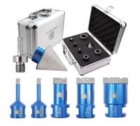 Diamond Core Drill Bit Set for Porcelain Tile Ceramic Marble Granite Drilling,BRSCHNITT 6/6/20/25/35mm Vacuum Brazed Diamond Hole Saw with M14 Thread&35mm diamond chamfer bit&adapter
