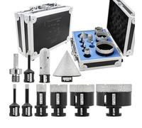 Diamond Core Drill Bits Set 10-Pack - DT-DIATOOL 6/6/8/20/35/50/68mm Tile Drill Bits+20mm Diamond Milling Bit+50mm Diamond Chamfer Bit+Hex Adapter for Porcelain Tile Ceramic Marble Granite