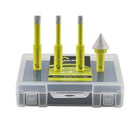Diamond Core Drill Bits Set - 4pcs 6/6/8mm Hole Saw with Triangle Shank+1pc 20mm Hex Shank Beveling Chamfer Bit SANLEETEK for Porcelain Ceramic Tile Marble Granite Artificial Stone