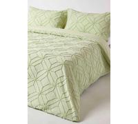 Diamond Cotton Tufted Duvet Cover Set Homescapes Green Single