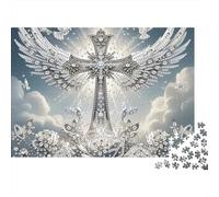 Diamond Cross Wings 1000 Pc Premium Cardstock Jigsaw Puzzle for Couple Partners, Concentration Puzzle, Indoor Leisure Time, Perfect Housewarming Gift 70x50cm/1000pcs