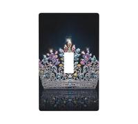 Diamond Crown Light Switch Cover Decorative Single Toggle 1 Gang Wall Plate for Kitchen Farmhouse Bedroom Bathroom Art Decor