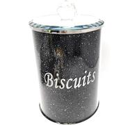 Diamond Crushed Biscuit Cookies Canister Jar Tin, Silver Trimmings, Crystal Filled, 22cm, Black