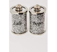 Diamond Crushed Salt Pepper CANISTERS Jars Storage Silver Trimmings Crystal Filled