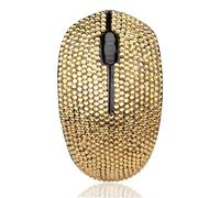 Diamond Crystal Handmade Bling Dazzling Wireless Mouse, 2.4G Noiseless Mouse with USB Receiver Portable Computer Mice for PC, Tablet, Laptop, Notebook - Gold
