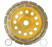 Diamond Cup Grinding Wheel Double Row High Efficiency Concrete Grinding Wheels for Granite Stone Marble Professional Grade Yellow 22.23mm Inner Diameter with 2 Washers (180mm)