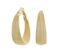 Diamond-Cut Multi Cable Wide Large Hoop Earrings For Women Teen Yellow Gold Plated Brass 1.50 Inch Diameter