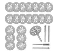 Diamond Cutting Wheel, 20pcs 22mm Cut Off Wheel With 4 Mandrel Compatible For Dremel Rotary Tool Accessories Cutter Blades Discs Bits Glass Cutting Disc For Wood Metal Stone