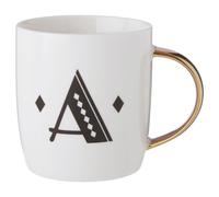 Diamond Deco A Letter Monogram Mug,Reusable Coffee Cup,White Glazed Travel Mug,Personalized Gift For Friends Premier Housewares Gold One Size