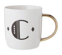 Diamond Deco C Letter Monogram Mug,Coffee Tumbler With Gold Handle,Chic Travel Cup,Ideal For Beverages Premier Housewares Gold One Size