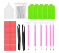 Diamond DIY Painting Tool Set 5D Diamond Art Accessories Tools Kits with Diamond Art Pens Tweezer Diamond Glue Trays Seal Bag Suitable for 5D Cross Stitch Crafts