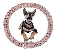 Diamond Dog Collar 10Inch Luxury Bling Collar 12.5 mm Wide Cat Chain Collars Delicate Dog Necklace with Lockbuckle Metal Jewelry Accessories for Dogs & Cats