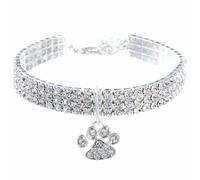 Diamond Dog Collar Luxury Bling Dog Collar Adjustable Cat Chain Collars Delicate Necklace with Heart Paw Pendant Jewelry Accessories for Dogs & Cats, M