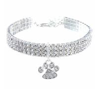 Diamond Dog Collar Luxury Bling Dog Collar Adjustable Cat Dog Chain Collars Delicate Dog Necklace with Heart Paw Pendant Jewelry Accessories for Dogs & Cats, S,Bling Dog Collar