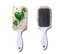 Diamond Dots Paintings Cushion Comb Partial Drill Crystal Art Combs Paint by Diamond Irregularly Shaped Birthday Gift for Women & Friends (Green Heart Clover)