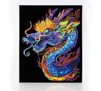 DIAMOND DOTZ 2594355 Original 5D Diamond Painting Set, Neon Dragon with Neon Colours and Velvet, DIY Diamond Painting Pictures for Adults and Children from 12 Years, Intermediate