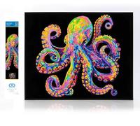 DIAMOND DOTZ 2594372 Original 5D Diamond Painting Set, Neon Octopus, with Neon Colours and Velvet, DIY Diamond Painting Pictures for Adults and Children from 12 Years, Intermediate