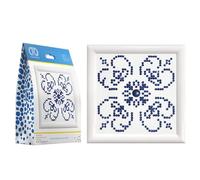 DIAMOND DOTZ Diamond Dots Painting, Beginner Kit with Frame, DD1F, Blue On White, 10.2 x 10.2cm