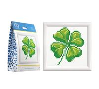 DIAMOND DOTZ Diamond Dots Painting, Beginner Kit with Frame, DD1F, Four Leaf Clover, 10.2 x 10.2cm