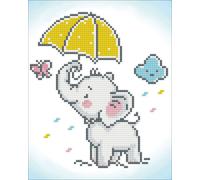 Diamond Dotz - Diamond Painting Kit - Baby Brollie 20cm x 25cm Beginner elephant