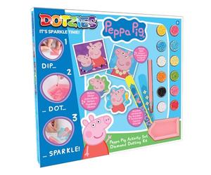 DIAMOND DOTZ DTZ10.010 - Original 5D Diamond Painting Set Peppa Pig with 6 Designs: 2 Pictures 15 x 15 cm, 2 Bracelets, 2 Stickers, DIY Diamond Complete Set for Children from 6 Years