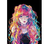 Diamond DOTZ Neon 2594364 Anime Girl, Original 5D Diamond Painting Set, Neon Colours and Velvet, DIY Diamond Painting Pictures for Adults and Children from 12 Years, Intermediate