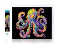 DIAMOND DOTZ 2594372 Original 5D Diamond Painting Set, Neon Octopus, with Neon Colours and Velvet, DIY Diamond Painting Pictures for Adults and Children from 12 Years, Intermediate