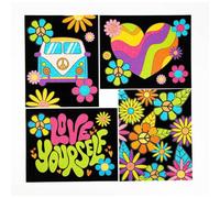 DIAMOND DOTZ Neon Flock Peace & Love Diamond Painting Kits for Adults - Colorful Diamond Art Kits a Relaxing Creative Craft Kit with Dotz Gems 10x8