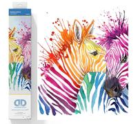 DIAMOND DOTZ Painting, Beginner Kit, Rainbow Zebras, 40 x 40 cm