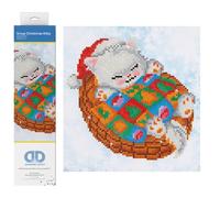 DIAMOND DOTZ Painting, Beginner Kit, Snug Christmas Kitty, 23 x 25cm