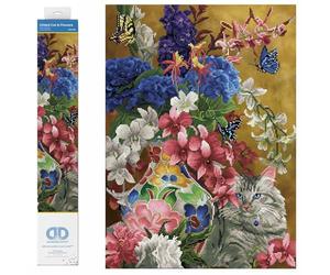 DIAMOND DOTZ Painting Kit, Advanced, DD13, Gilded Cat & Flowers, 52 x 72cm, DD13.030