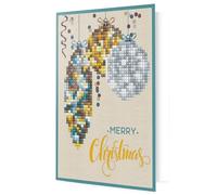DIAMOND DOTZ Painting Kit Card, Merry Christmas Baubles Antique, 12.6 x 17.7cm