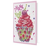 DIAMOND DOTZ Painting Kit, Greeting Card, Canvas, Cupcake Thank You, 12.6 x 17.7cm