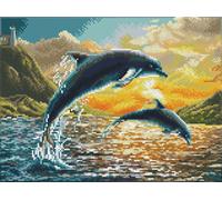 Diamond Dotz Square Diamond Art Kit 12.4"X16.54"-Dolphin Sunset - DQ9012