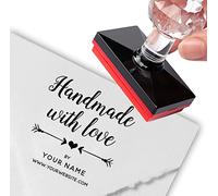 Diamond Drawing Custom Stamp Personalized Handmade with Love - Heart & Arrows - Small Business Packaging Supplies Address Stamp