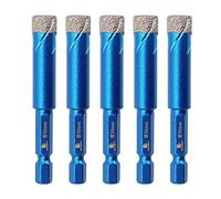 Diamond Drill Bit 10mm,BRSCHNITT 5pcs/pack 3/8 Inch Diamond Hole Saw Drill Bit for Porcelain Tile Ceramic Stone Granite Marble,Hex Shank Dry Drilling Diamond Core Drill Bit Set