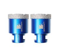 Diamond Drill Bit 45mm,BRSCHNITT 2pcs M14 Vacuum Brazed Diamond Tip Drill Bit for Tile Porcelain Stoneware Ceramic Marble Granite Drilling,Suitable For Angle Grinders