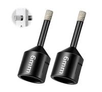 Diamond Drill Bit 6mm, 2PCS M14 Vacuum Brazed Diamond Core Drill Bits, 6mm Dry Drill for Porcelain Tile, Marble & Granite, Wear-Resistant Tile Hole Saw Bits Compatible with Angle Grinders for Precise