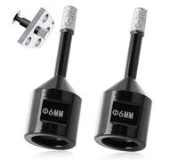 Diamond Drill Bit 6mm, M14 Vacuum Brazed Diamond Drill Bits 2pcs, 6mm Dry Core Drill for Porcelain Tile Marble Granite, Wear-Resistant Tile Drill Bits for Angle Grinders