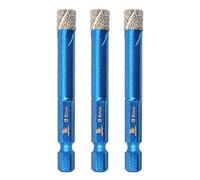 Diamond Drill Bit 8mm,BRSCHNITT 3pcs/pack 5/16 Inch Diamond Hole Saw Drill Bit for Porcelain Tile Ceramic Stone Granite Marble,Hex Shank Dry Drilling Diamond Core Drill Bit Set