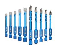 Diamond Drill Bit - BRSCHNITT 10pcs 1/4 inch Masonry Drill Bits Set for Porcelain Tile Ceramic Stone Granite Marble,Hex Shank Diamond Hole Saw Drill Bit