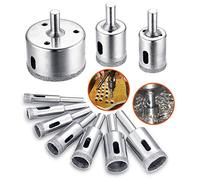 Diamond Drill Bit, Hole Saw Drill Bits Tools Set for Glass/Tile/Ceramic/Marble/Porcelain Cutting, Hollow Core Drill Bits Cutter with Diamond Coating, Carbon Steel 8mm-50mm 10 PCS