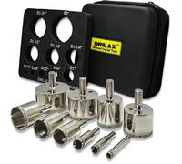 Diamond Drill Bit Hole Saw Set Guide Included 10 Pieces 7mm, 10mm, 13mm, 20mm, 25mm, 32mm, 35mm, 38mm, 45mm, 52mm Kitchen Bath Faucet Drilling Ceramic Porcelain Tiles Glass Granite Quartz