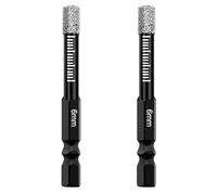 Diamond Drill Bit Porcelain Tile Drill Bits, 2PCS 6mm Dry Porcelain Tile Drill Bits Set Diamond Hole Saw Drill Bit for Granite, Ceramic, Marble Stone Glass